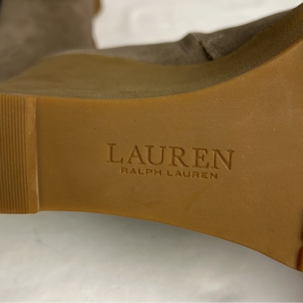 Lauren Ralph Lauren Steph Women’s Taupe Suede Shearing Trim Booties - Picture 9 of 10